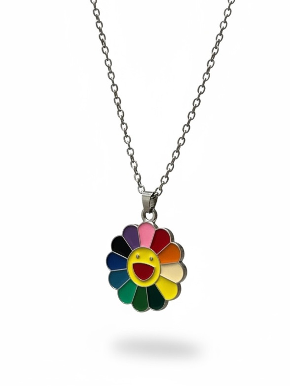 Multicolor Smiley Flower Pendant Necklace - NWT